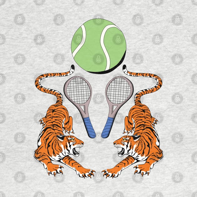 Tiger Tennis Ball Sports Team Jersey - White Version by Millusti